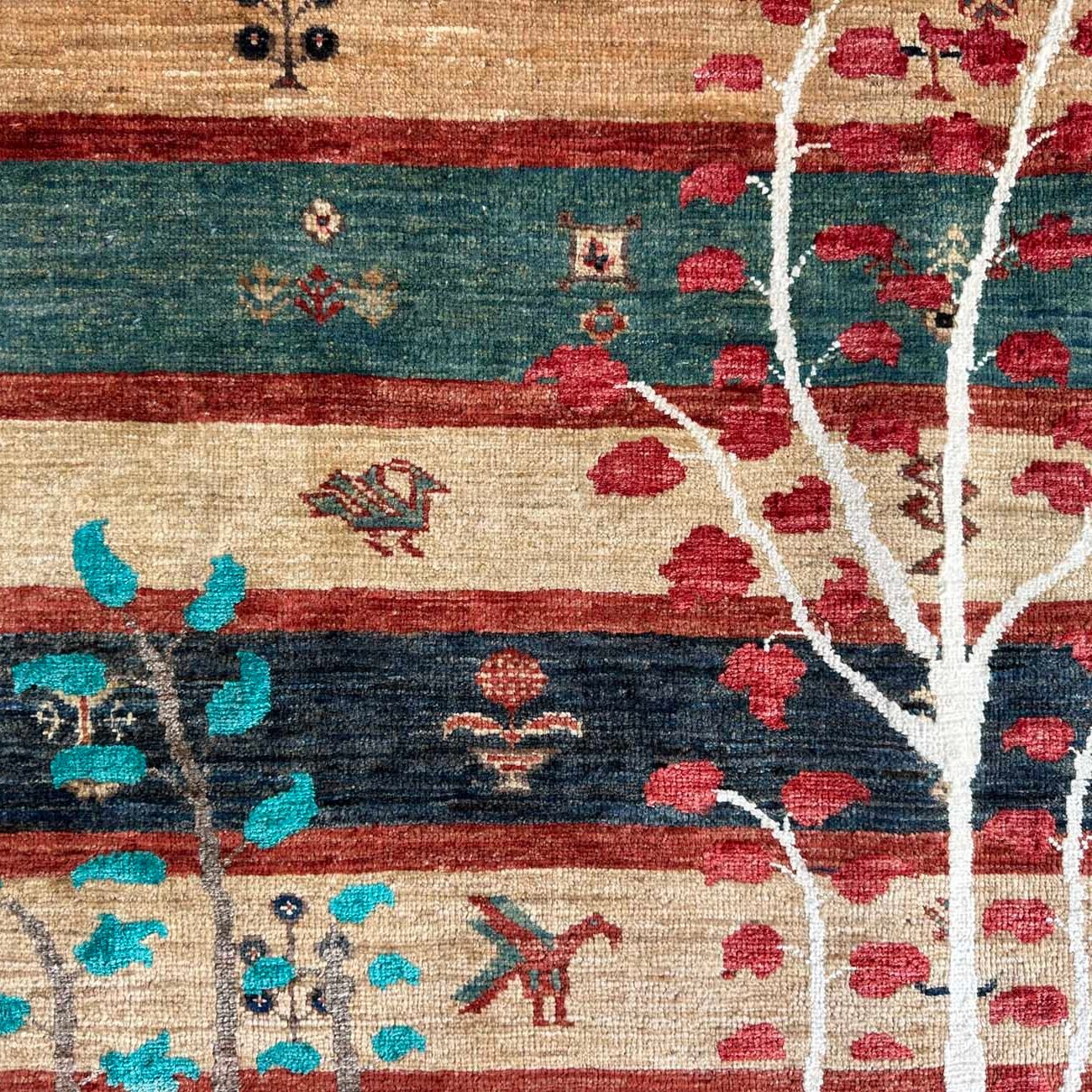 El Dokuma Ağaçlı Kabile Yün Halı (170x225 cm) - Görsel 2