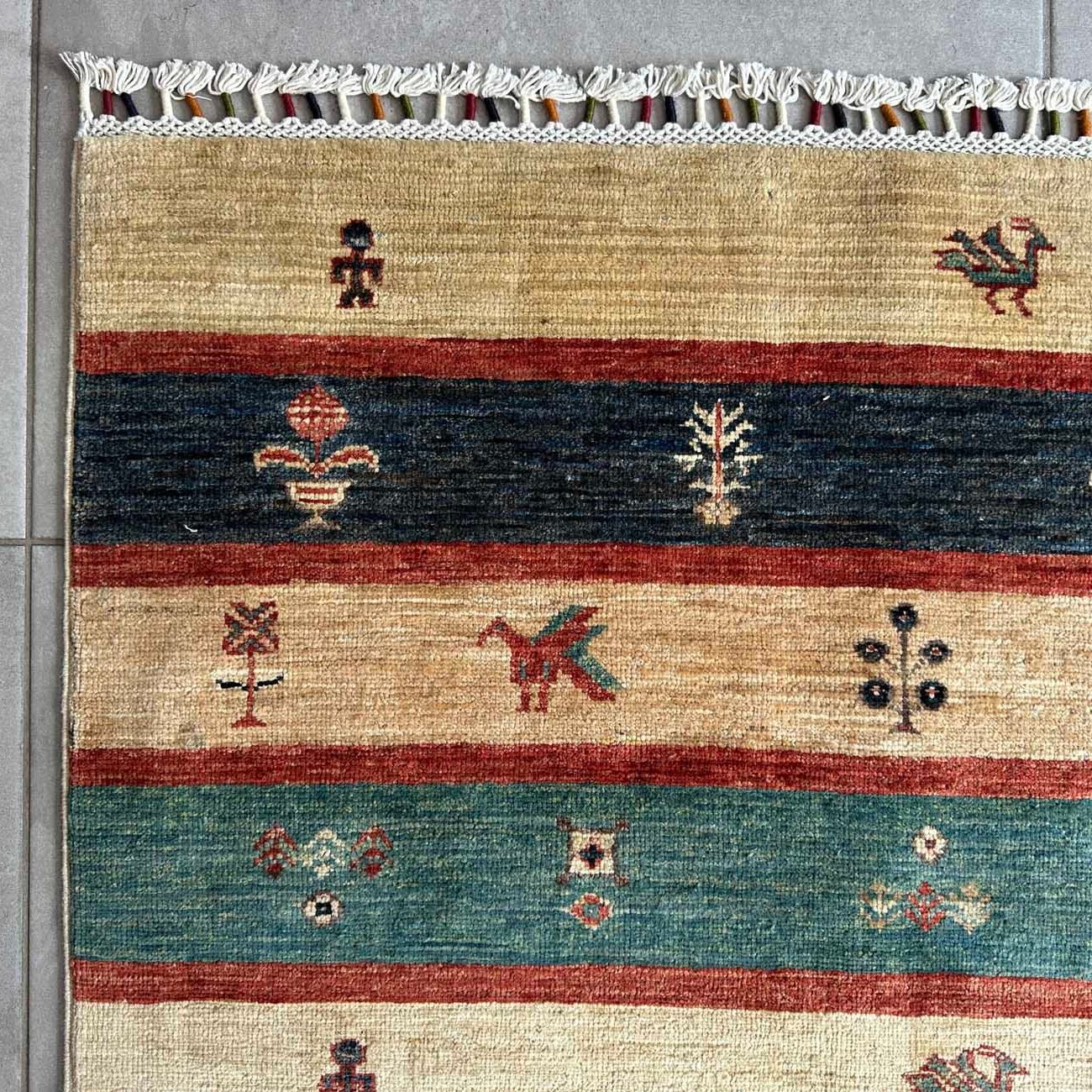 El Dokuma Ağaçlı Kabile Yün Halı (170x225 cm) - Görsel 4