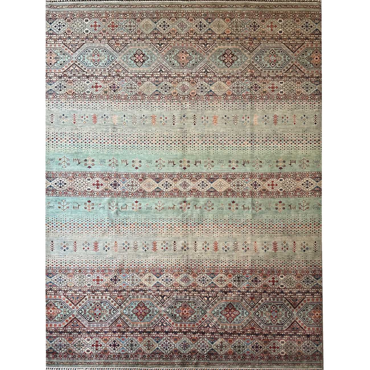 El Dokuma Mavi Horcin Kabile Yün Halı (245x370 cm)