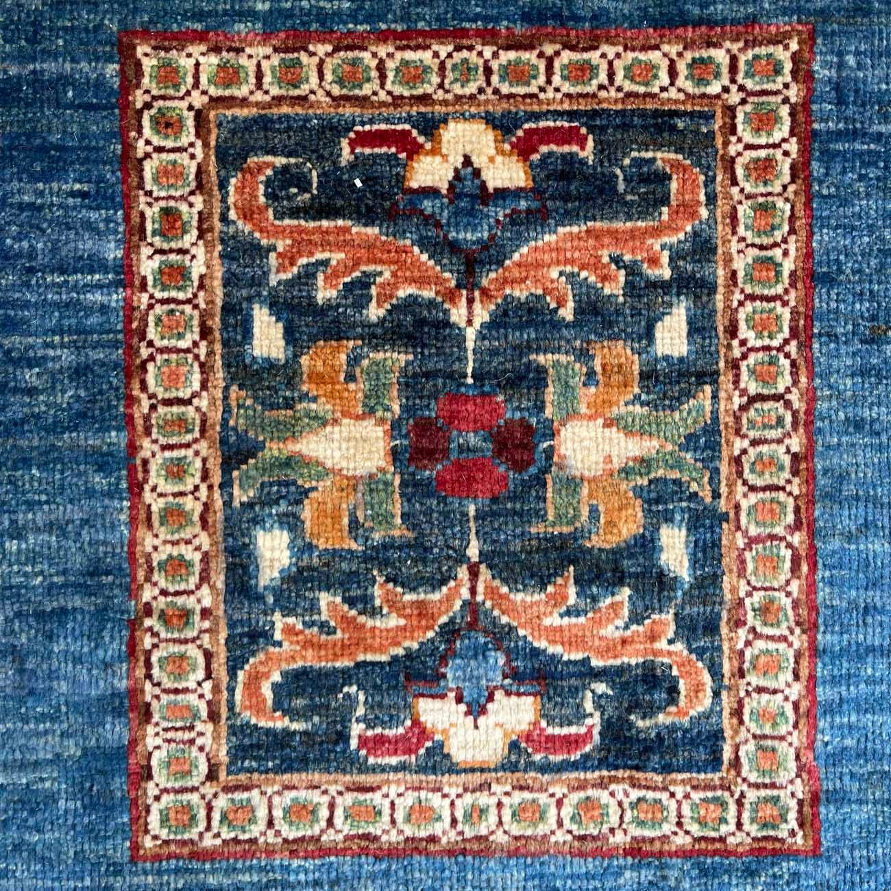 El Dokuma Mavi Bahtiyar Kabile Yün Halı (210x300 cm) - Görsel 2