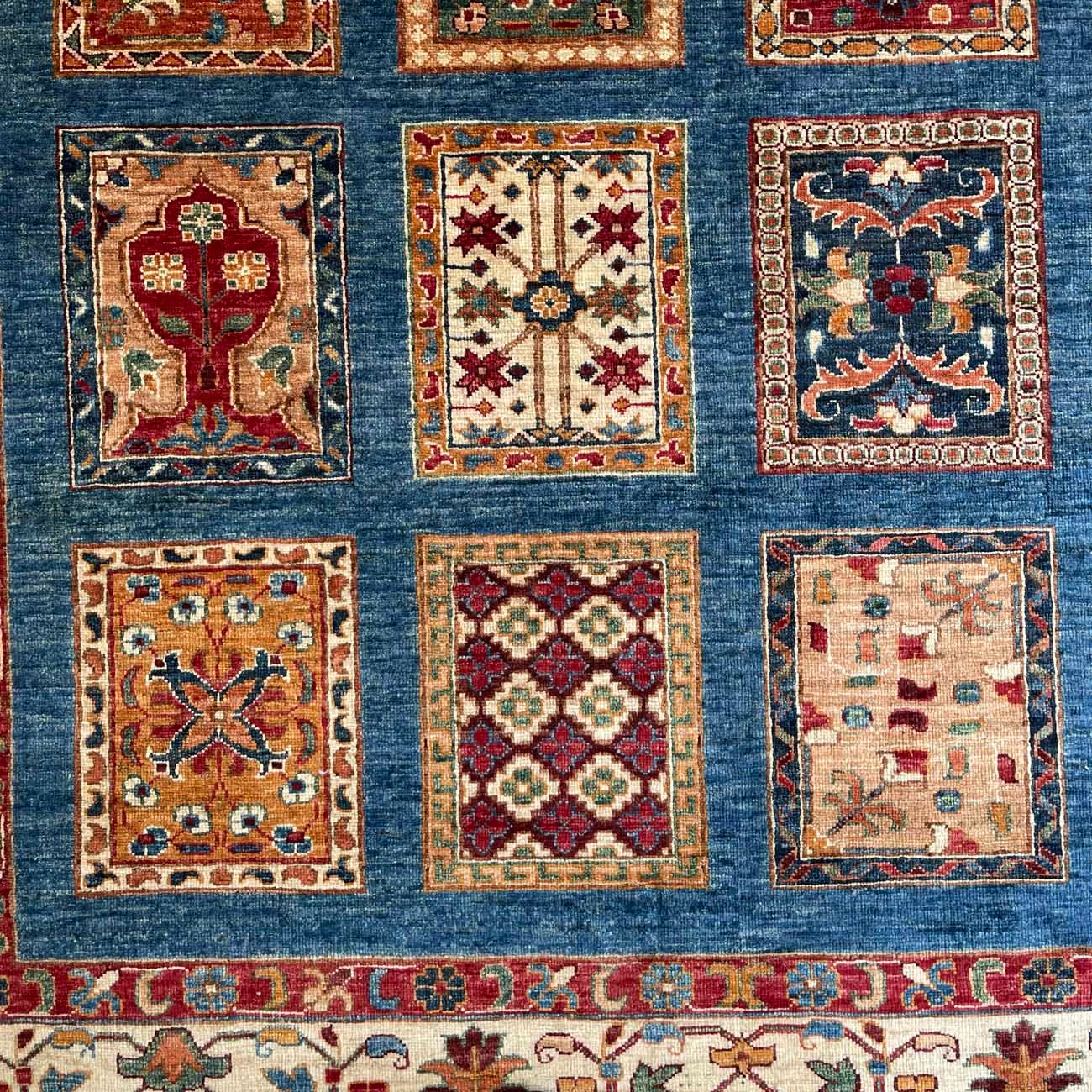 El Dokuma Mavi Bahtiyar Kabile Yün Halı (210x300 cm) - Görsel 4