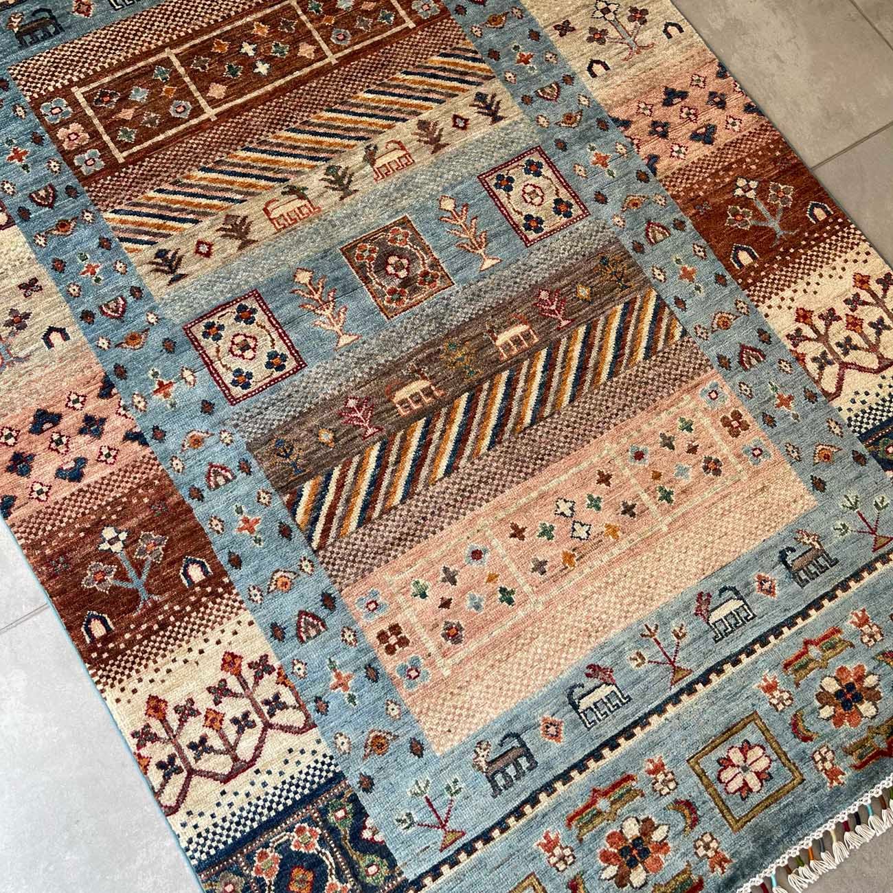 El Dokuma Figürlü Bohem Kabile Yün Halı (120x180 cm) - Görsel 6