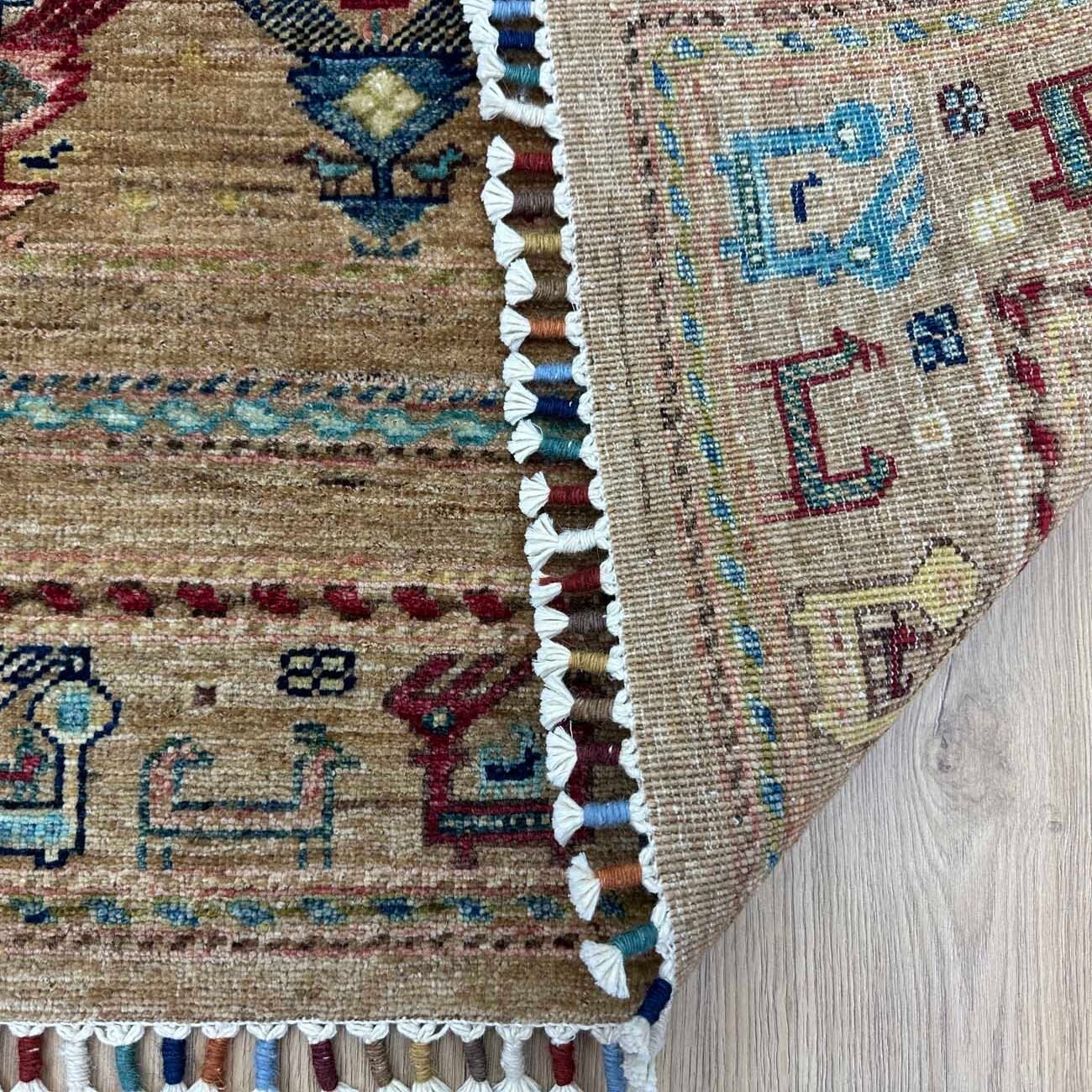 El Dokuma Figürlü Kabile Yün Halı (150x205 cm) - Görsel 6