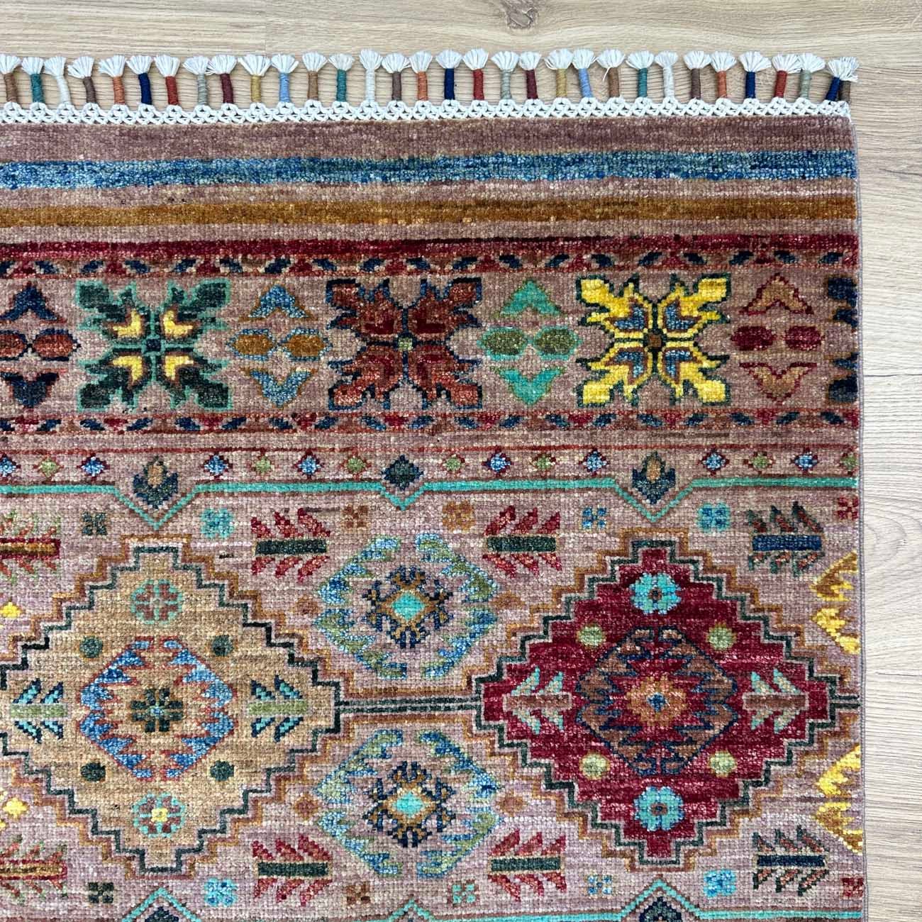 El Dokuma Çizgili Horcin Yün Halı (155x210 cm) - Görsel 8