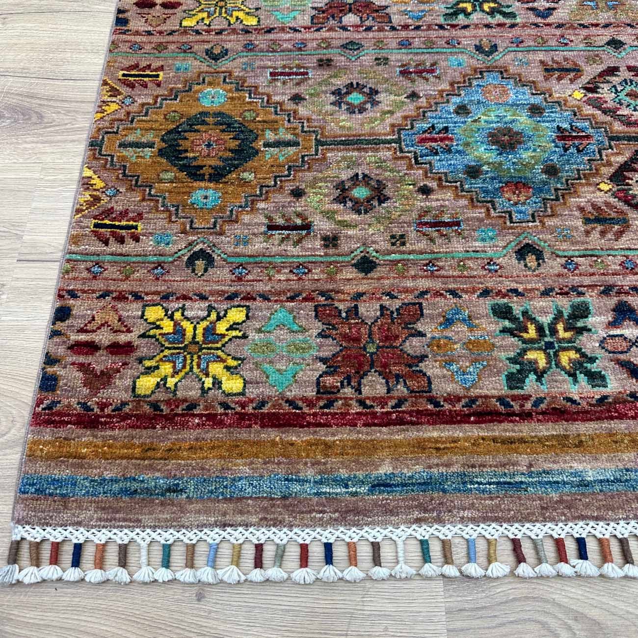 El Dokuma Çizgili Horcin Yün Halı (155x210 cm) - Görsel 3