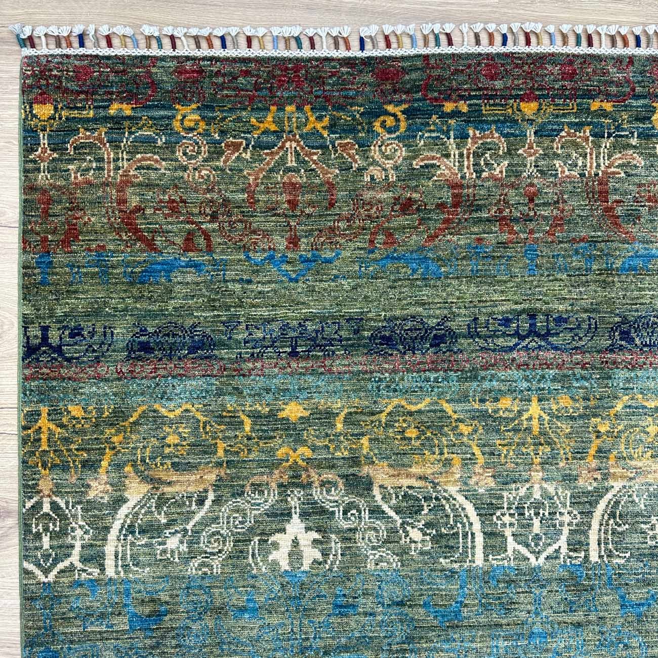 El Dokuma Yeşil Modern Sultani Yün Halı (200x290 cm) - Görsel 7