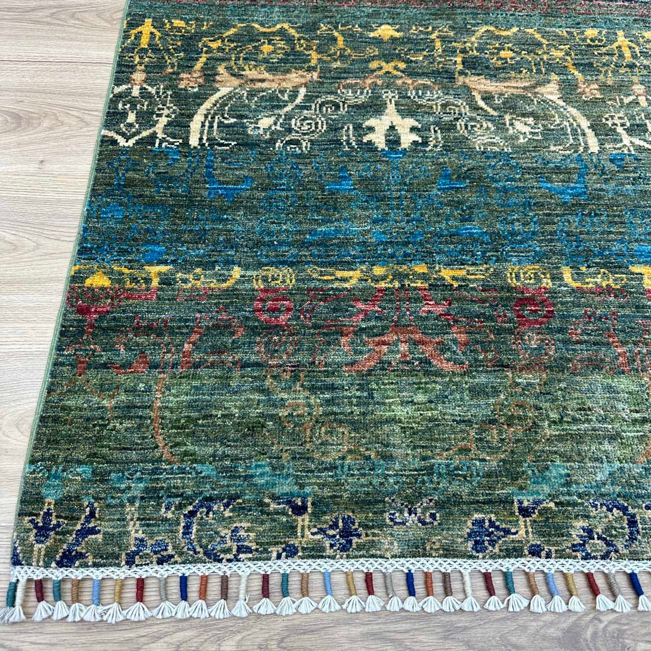 El Dokuma Yeşil Modern Sultani Yün Halı (200x290 cm) - Görsel 3