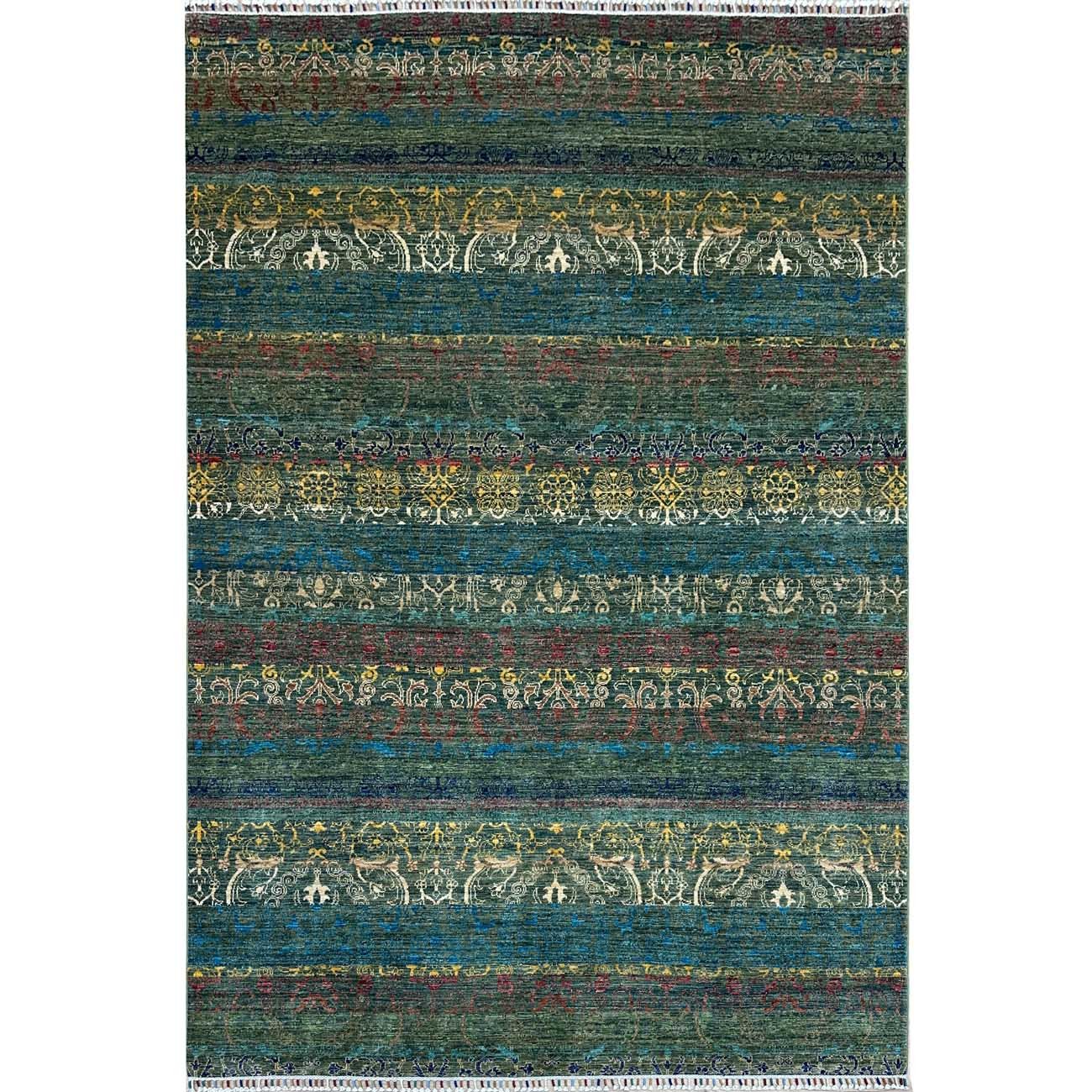 El Dokuma Yeşil Modern Sultani Yün Halı (200x290 cm)