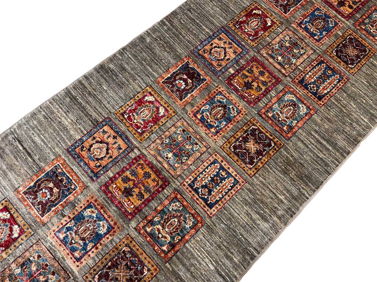 El Dokuma Gri Bahtiyar Yün Yolluk Halı (80x250 cm) - Görsel 8