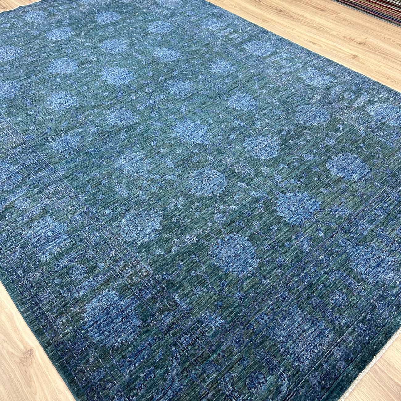 El Dokuma Lacivert Modern Sultani Yün Halı (200x295 cm) - Görsel 7