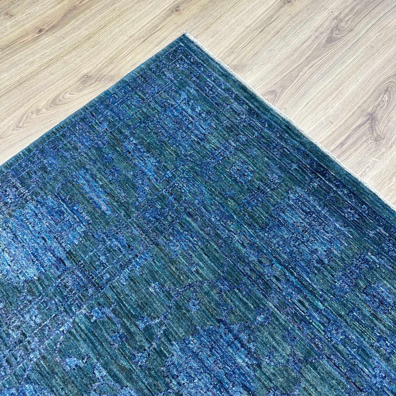 El Dokuma Lacivert Modern Sultani Yün Halı (200x295 cm) - Görsel 8