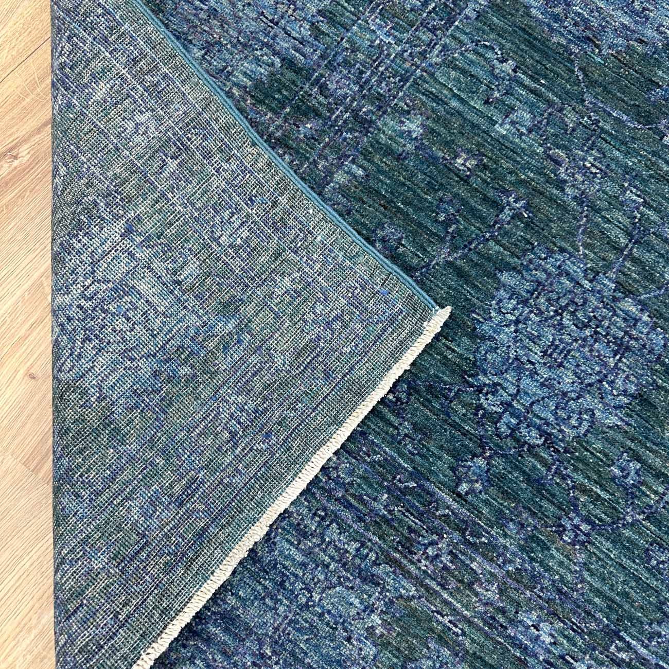 El Dokuma Lacivert Modern Sultani Yün Halı (200x295 cm) - Görsel 5
