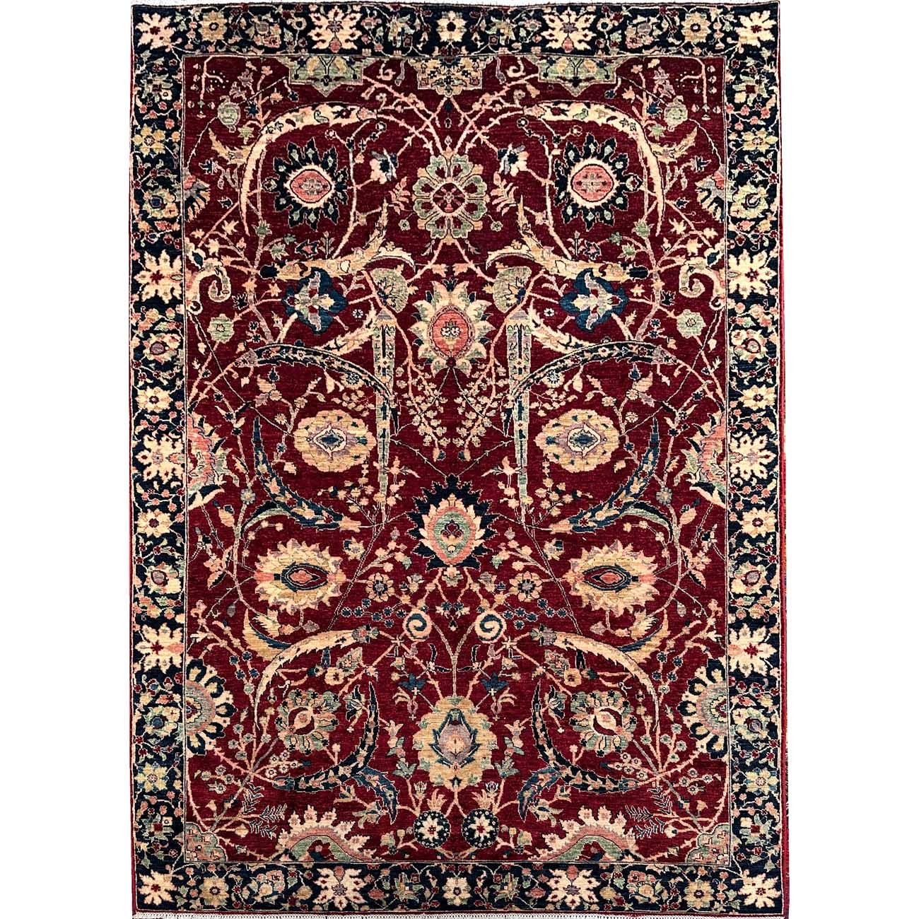 El Dokuma Bordo İran Kerman Yün Halı (200x300 cm)