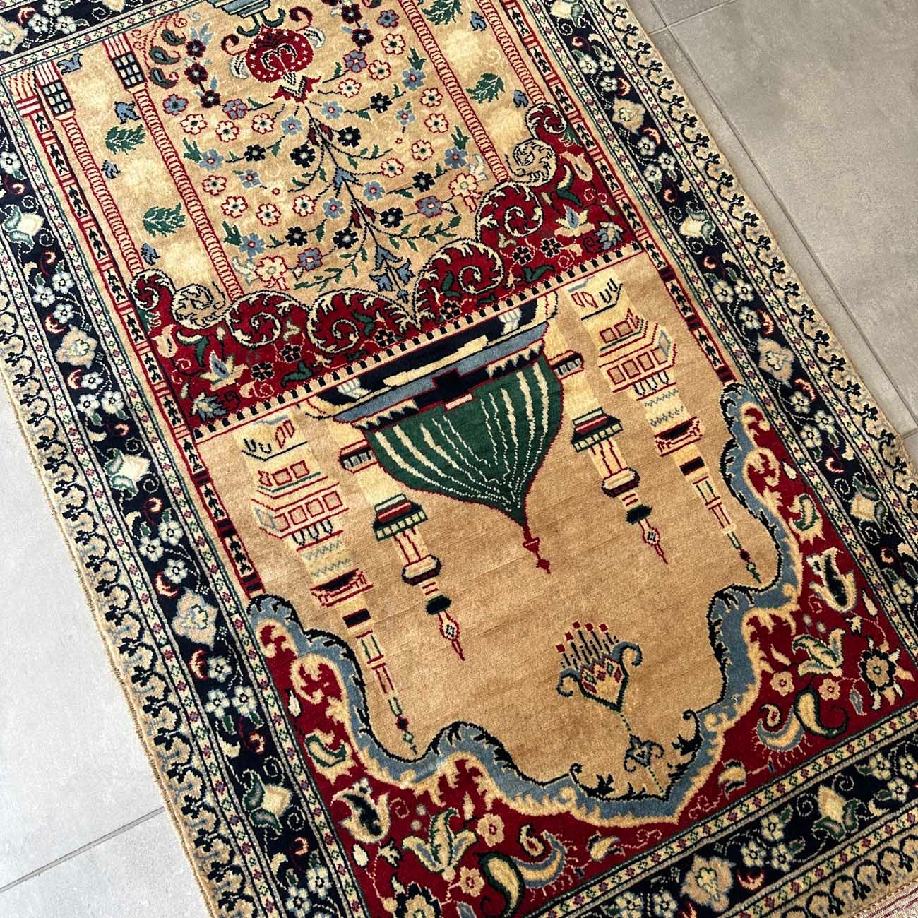 El Dokuma Afgan Bilicik Seccade Yün Halı (90x145 cm) - Görsel 7
