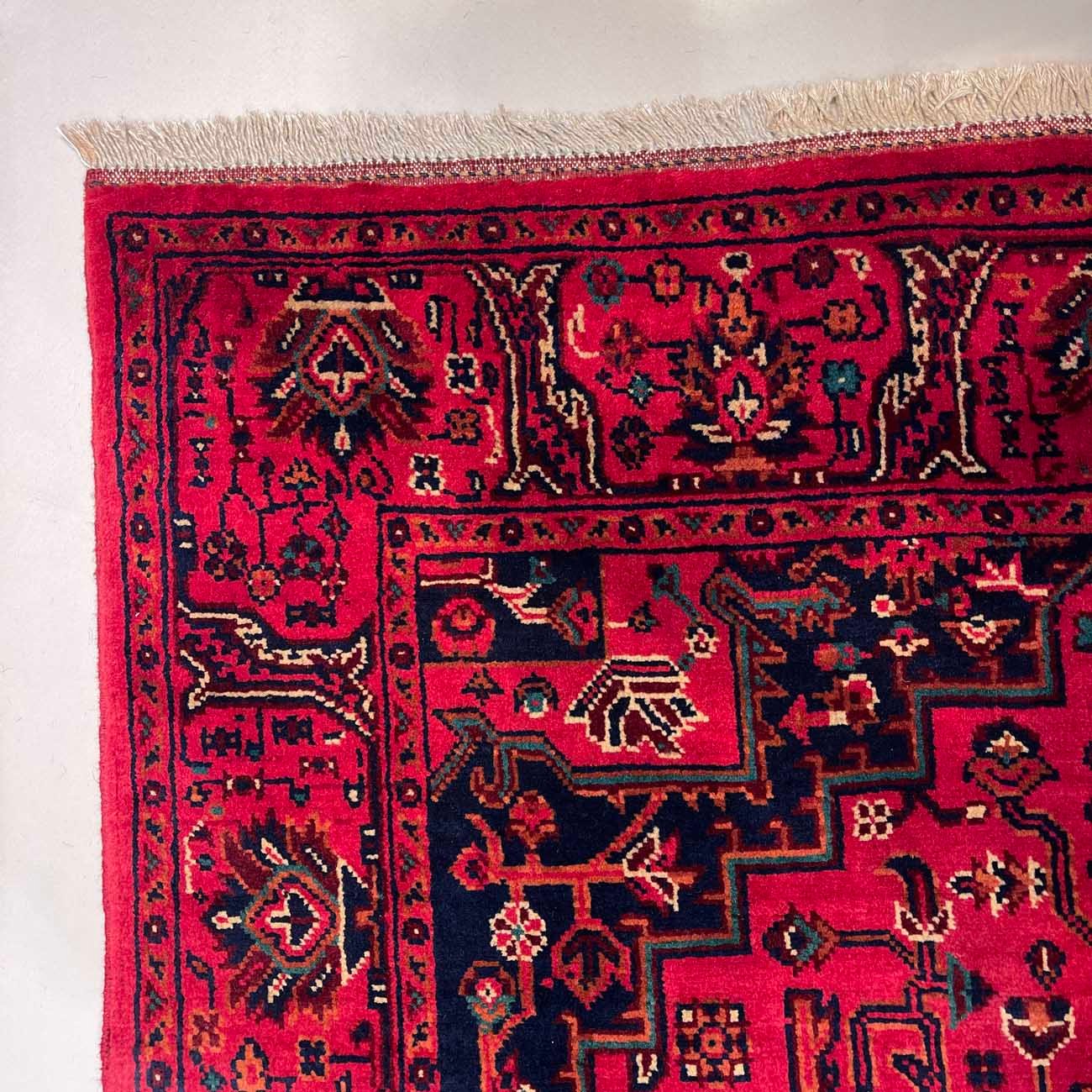 El Dokuma Kırmızı Madalyon Heris Yün Halı (100x160 cm) - Görsel 6