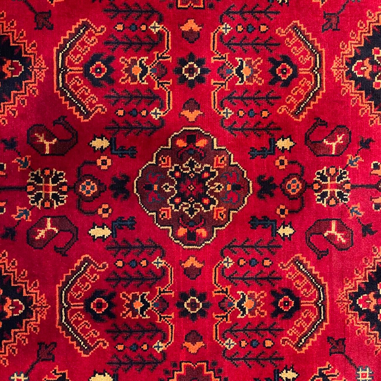 El Dokuma Kırmızı Türkmen Yün Halı (105x155 cm) - Görsel 2