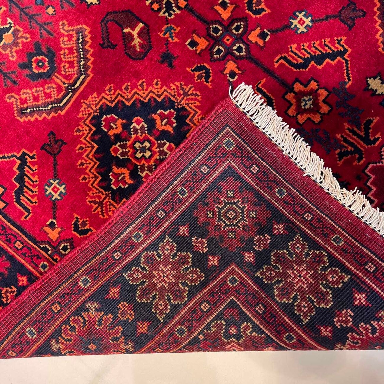 El Dokuma Kırmızı Türkmen Yün Halı (105x155 cm) - Görsel 5