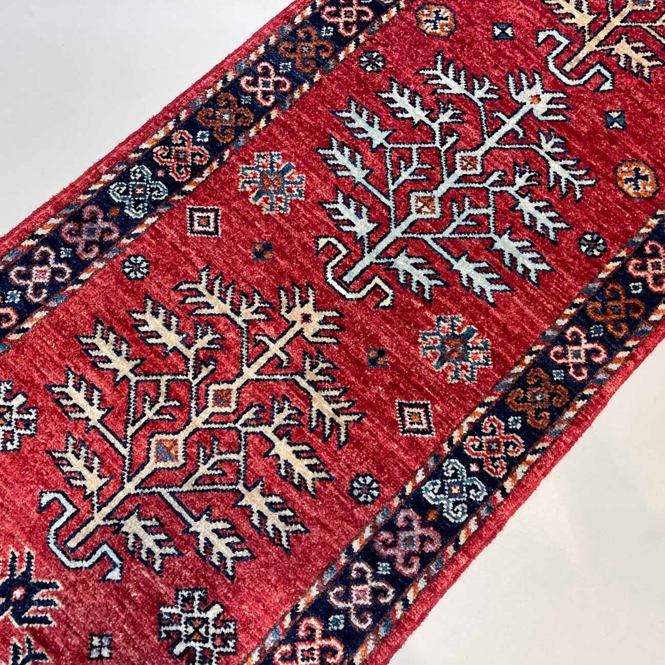 El Dokuma Afgan Kabile Yün Yolluk Halı (60x185 cm) - Görsel 7