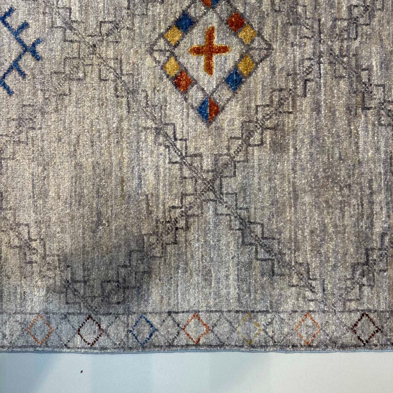 El Dokuma Gri Modern Yün Yolluk Halı (90x360 cm) - Görsel 8