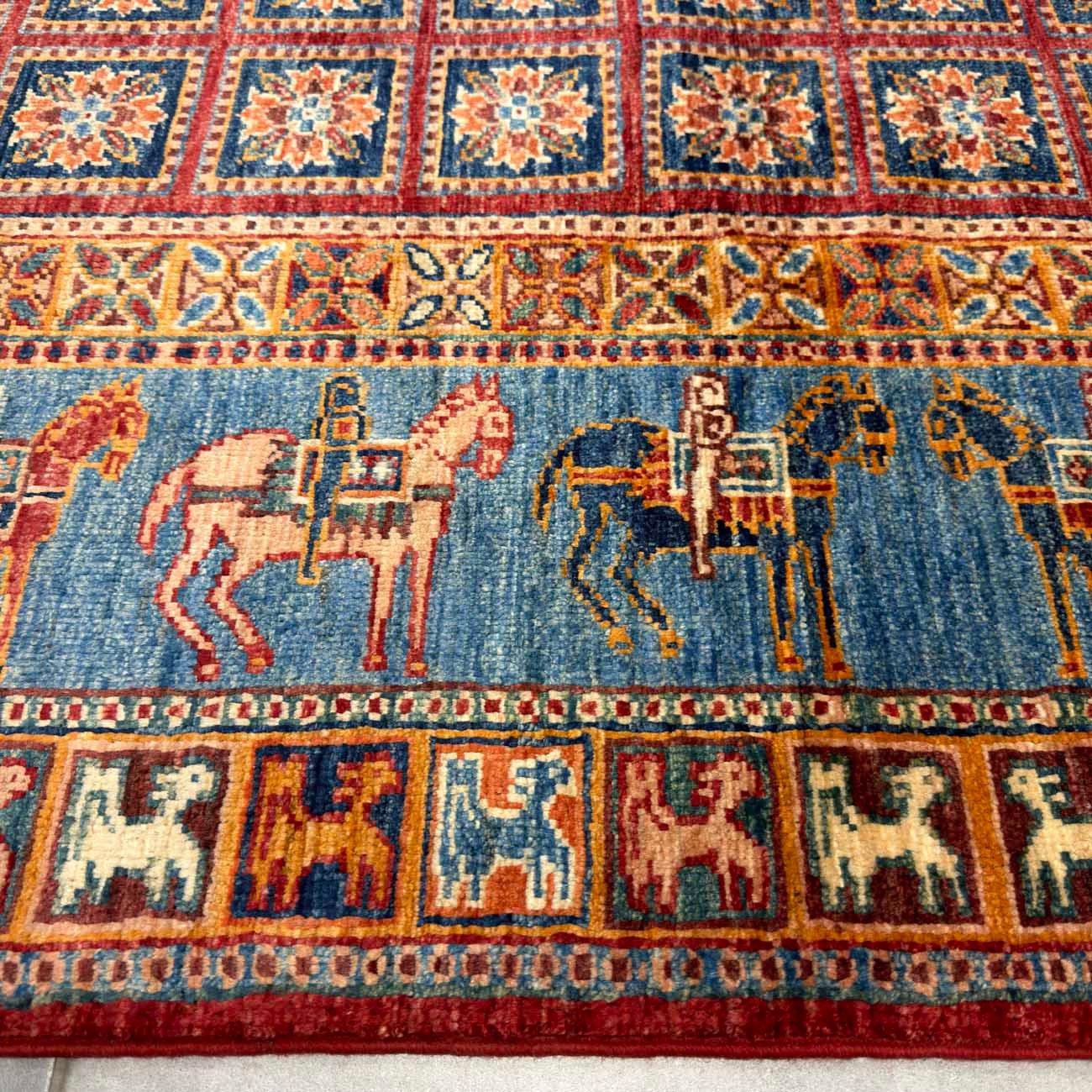 El Dokuma Pazırık Yün Halı (125x175 cm) - Görsel 7