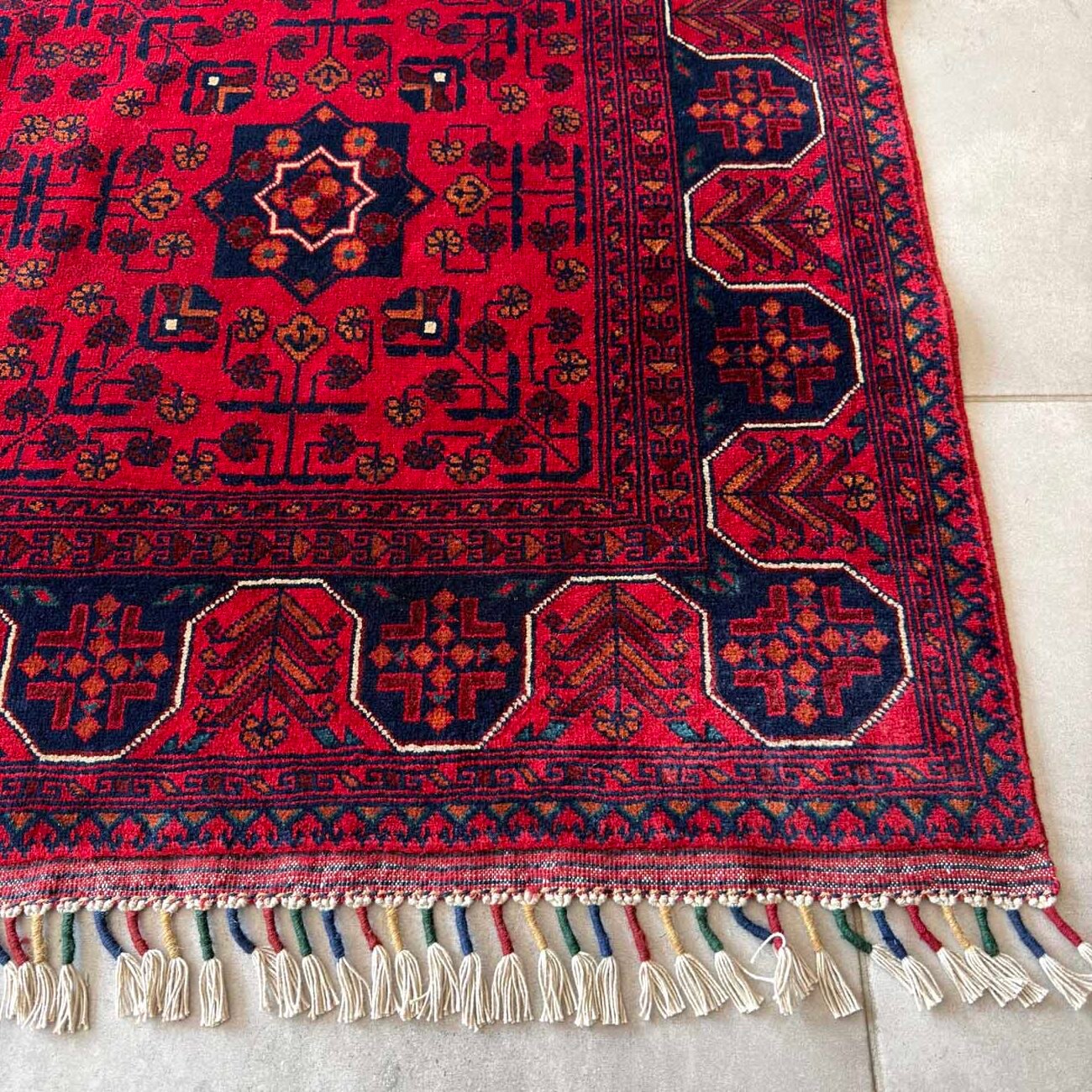 El Dokuma Kırmızı Türkmen Yün Halı (170x235 cm) - Görsel 9
