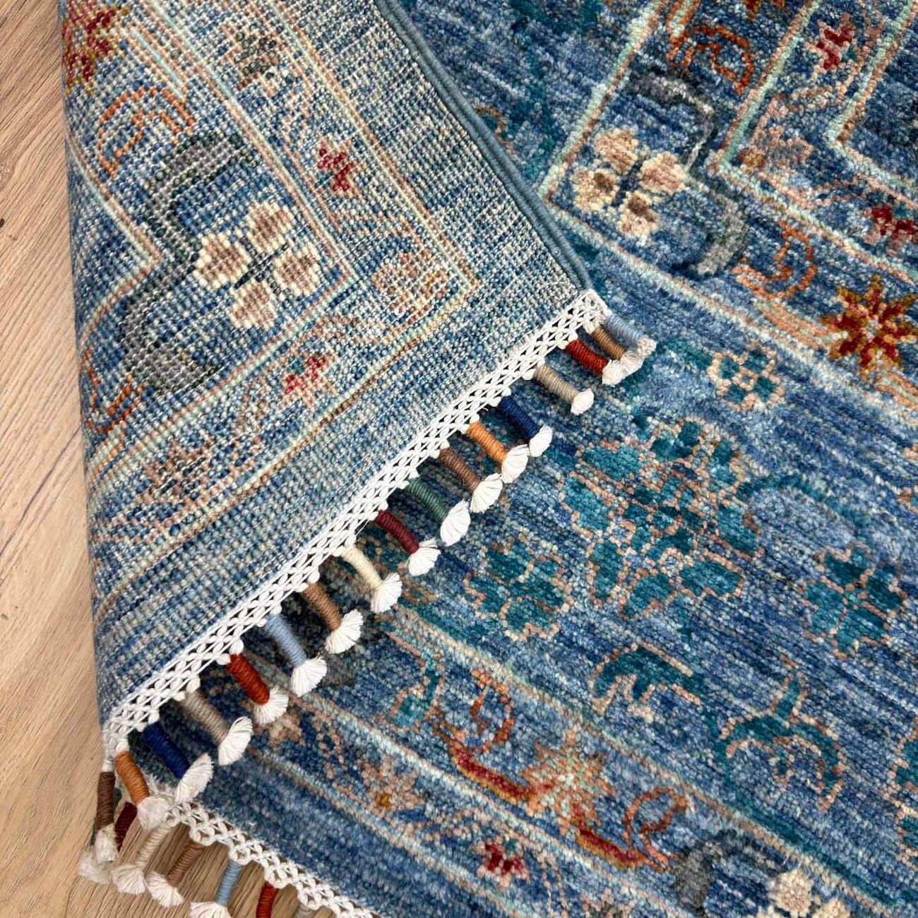 El Dokuma Mavi Sultani Yün Halı (200x310 cm) - Görsel 6