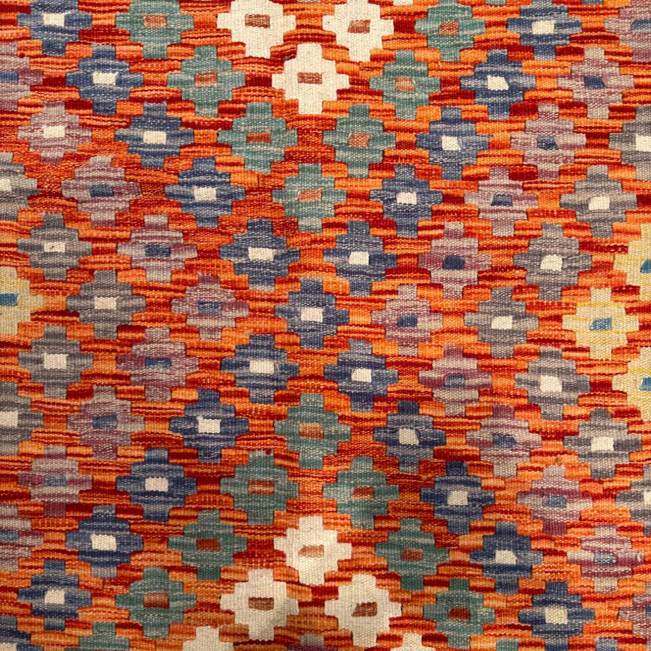 El Dokuma Turuncu Anadolu Desenli Yün Kilim (205x290 cm) - Görsel 8