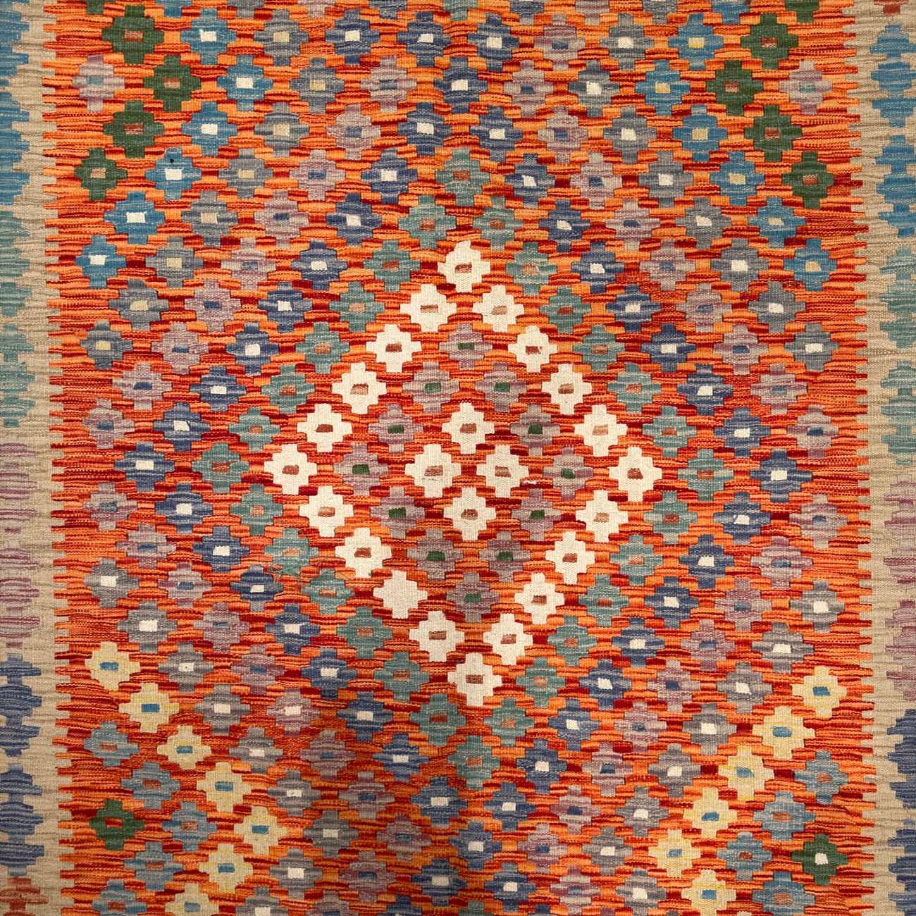 El Dokuma Turuncu Anadolu Desenli Yün Kilim (205x290 cm) - Görsel 2