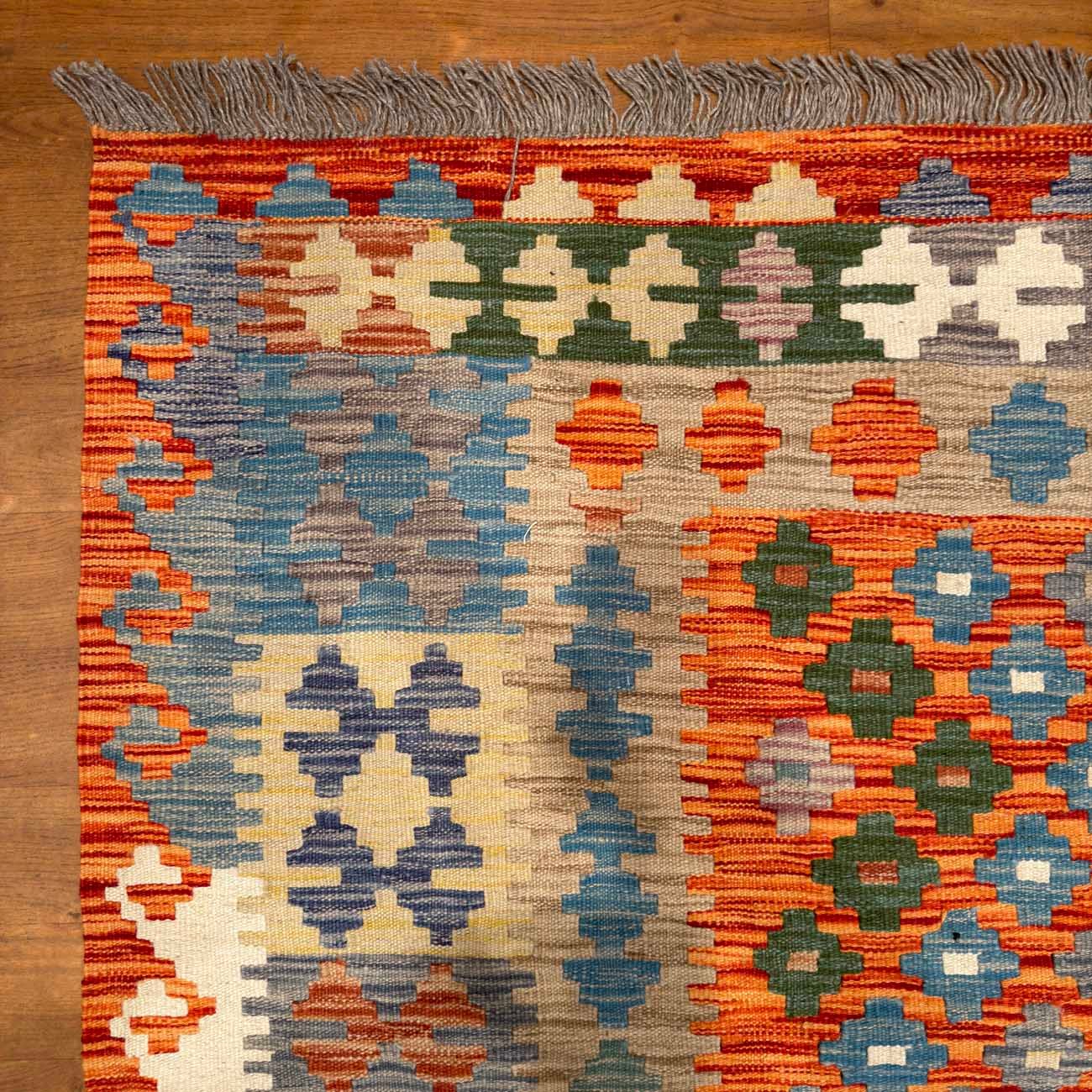 El Dokuma Turuncu Anadolu Desenli Yün Kilim (205x290 cm) - Görsel 3