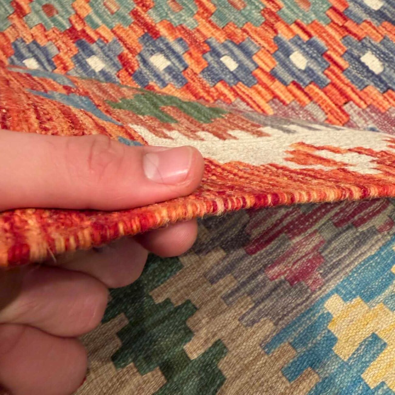 El Dokuma Turuncu Anadolu Desenli Yün Kilim (205x290 cm) - Görsel 9