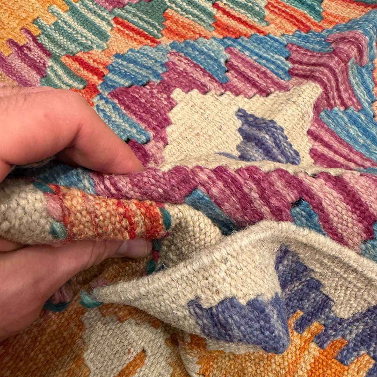 El Dokuma Anadolu Desenli Yün Kilim (75x125 cm) - Görsel 3