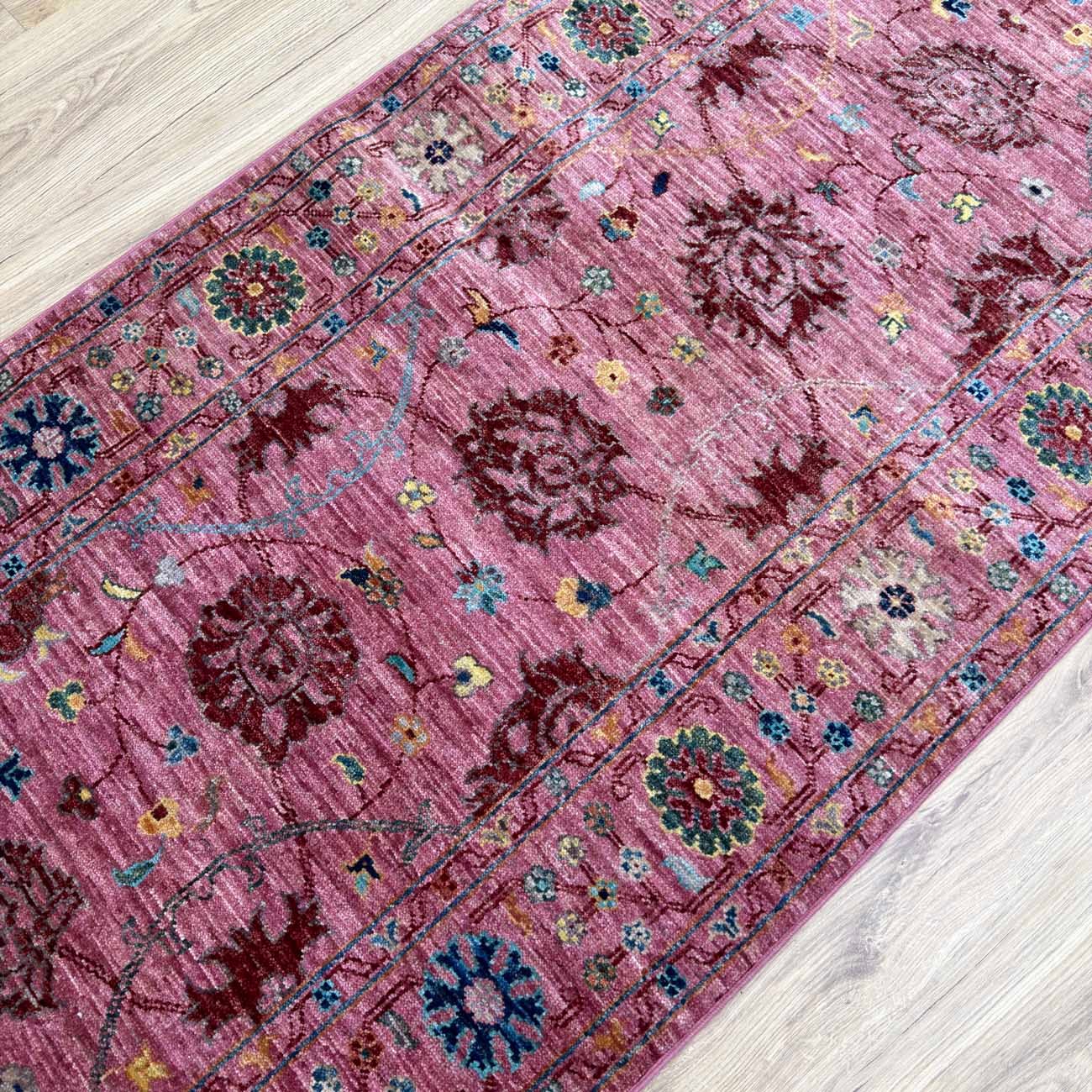 El Dokuma Pembe Sultani Yün Halı (80x205 cm) - Görsel 7