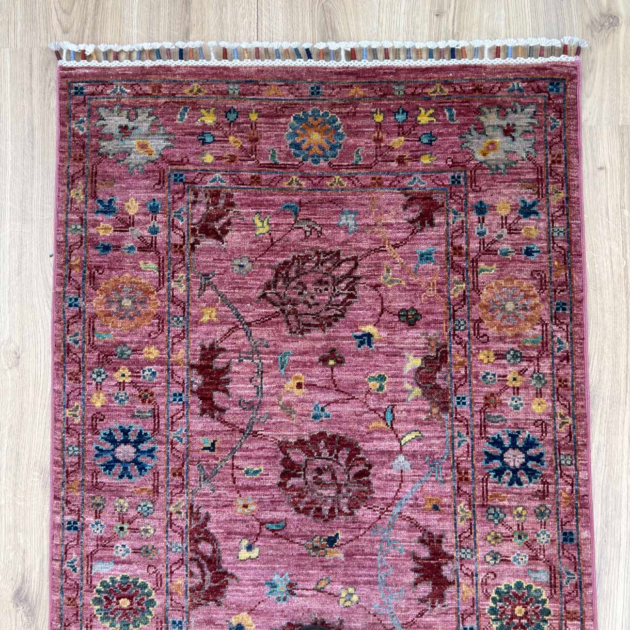 El Dokuma Pembe Sultani Yün Halı (80x205 cm) - Görsel 3