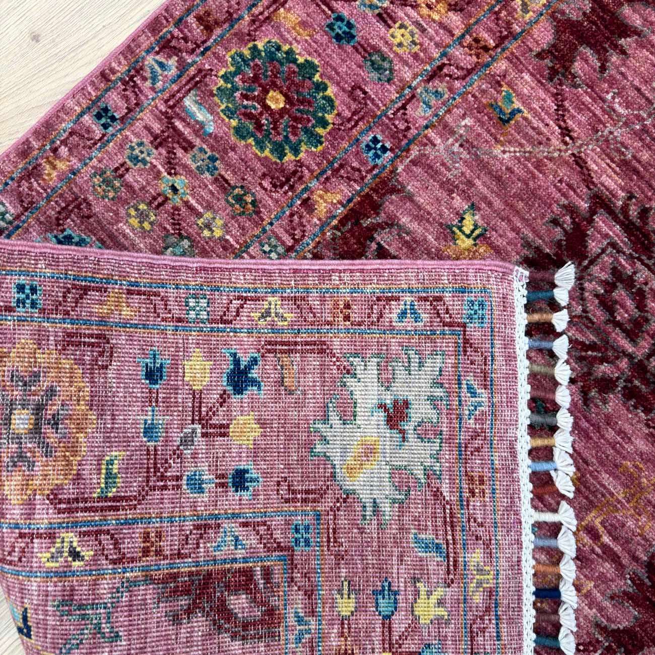 El Dokuma Pembe Sultani Yün Halı (80x205 cm) - Görsel 5