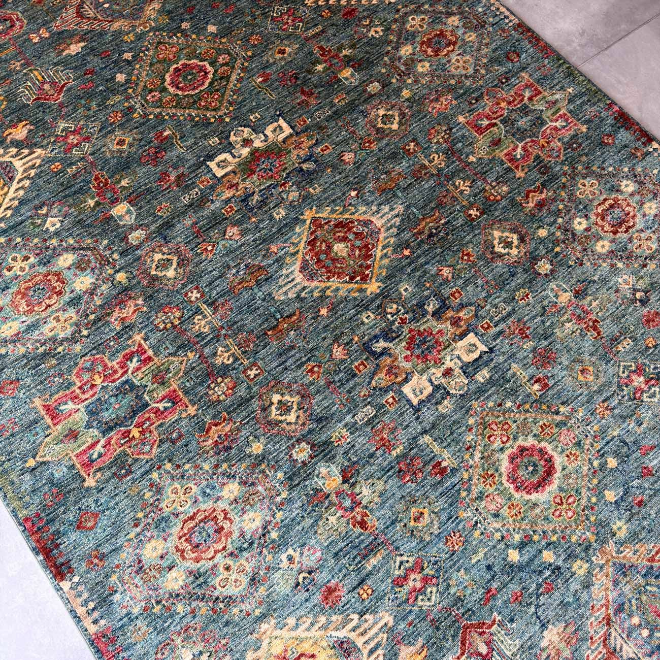 El Dokuma Yeşil Veziri Kabile Yün Halı (170x230 cm) - Görsel 7