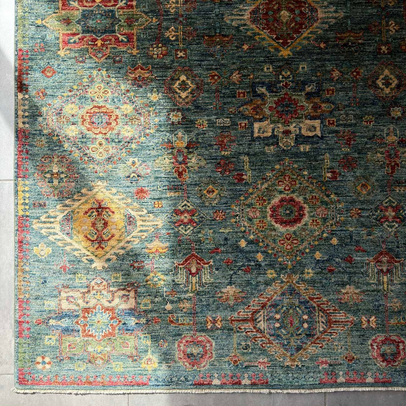 El Dokuma Yeşil Veziri Kabile Yün Halı (170x230 cm) - Görsel 2