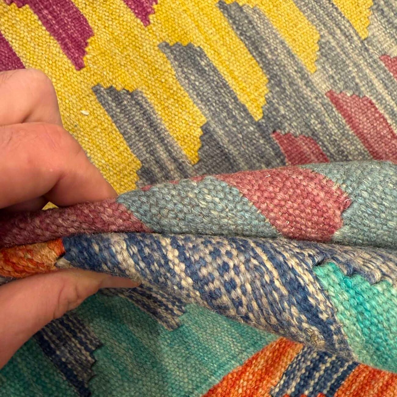 El Dokuma Anadolu Desenli Yün Kilim (170x245 cm) - Görsel 8