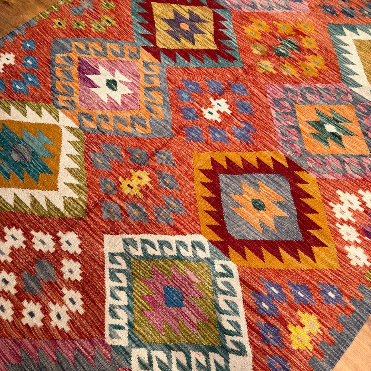 El Dokuma Anadolu Desenli Yün Kilim (150x195 cm) - Görsel 2