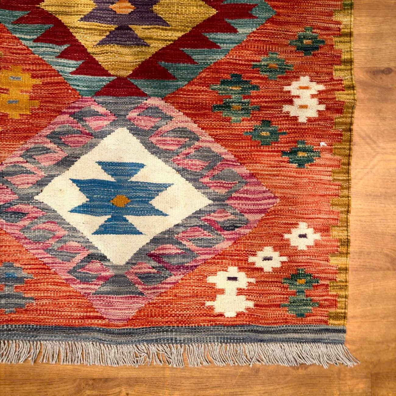 El Dokuma Anadolu Desenli Yün Kilim (150x195 cm) - Görsel 4