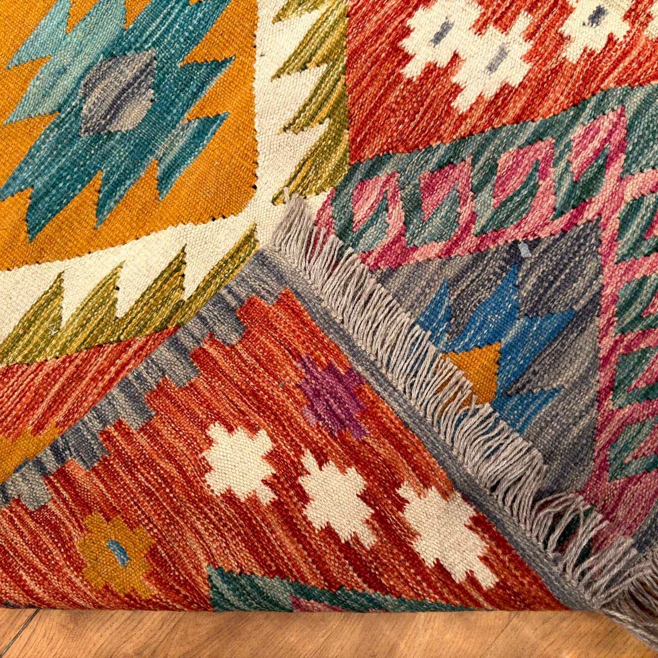 El Dokuma Anadolu Desenli Yün Kilim (150x195 cm) - Görsel 5