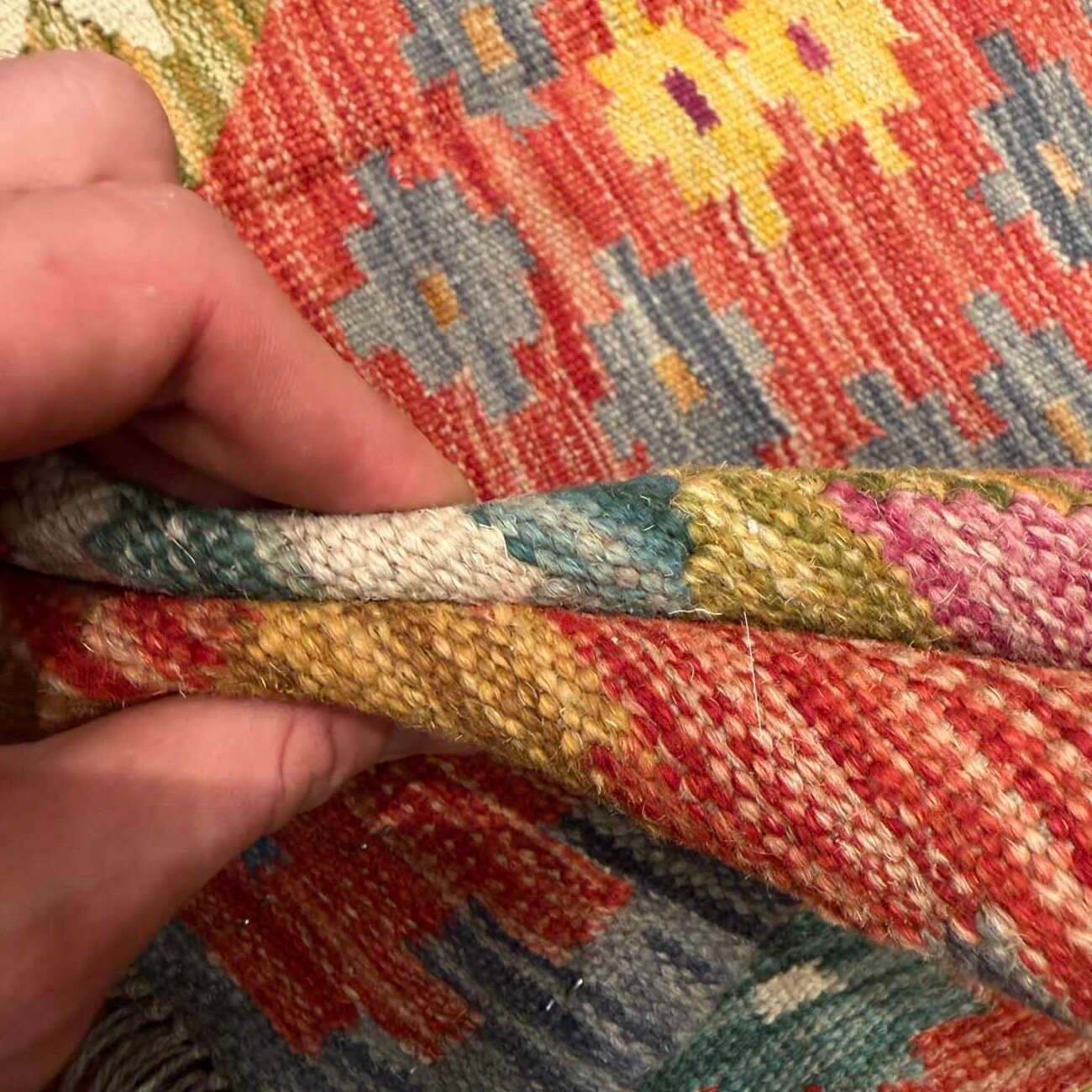 El Dokuma Anadolu Desenli Yün Kilim (150x195 cm) - Görsel 8