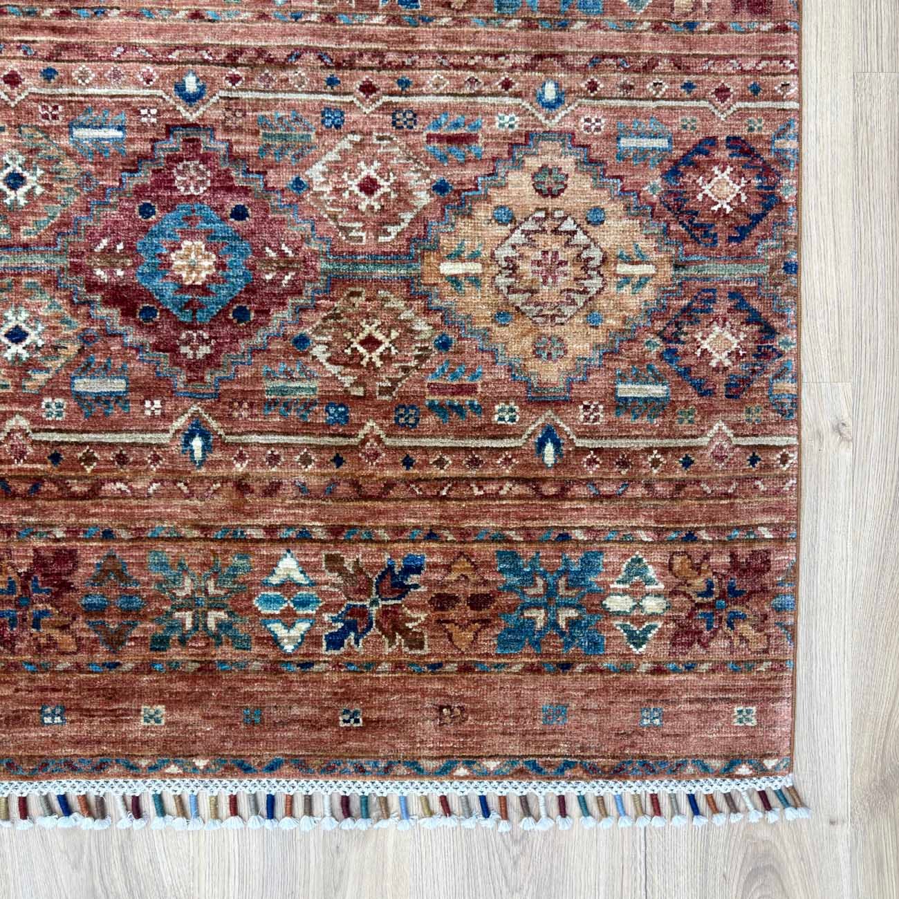 El Dokuma Somon Rengi Horcin Yün Halı (165x240 cm) - Görsel 4