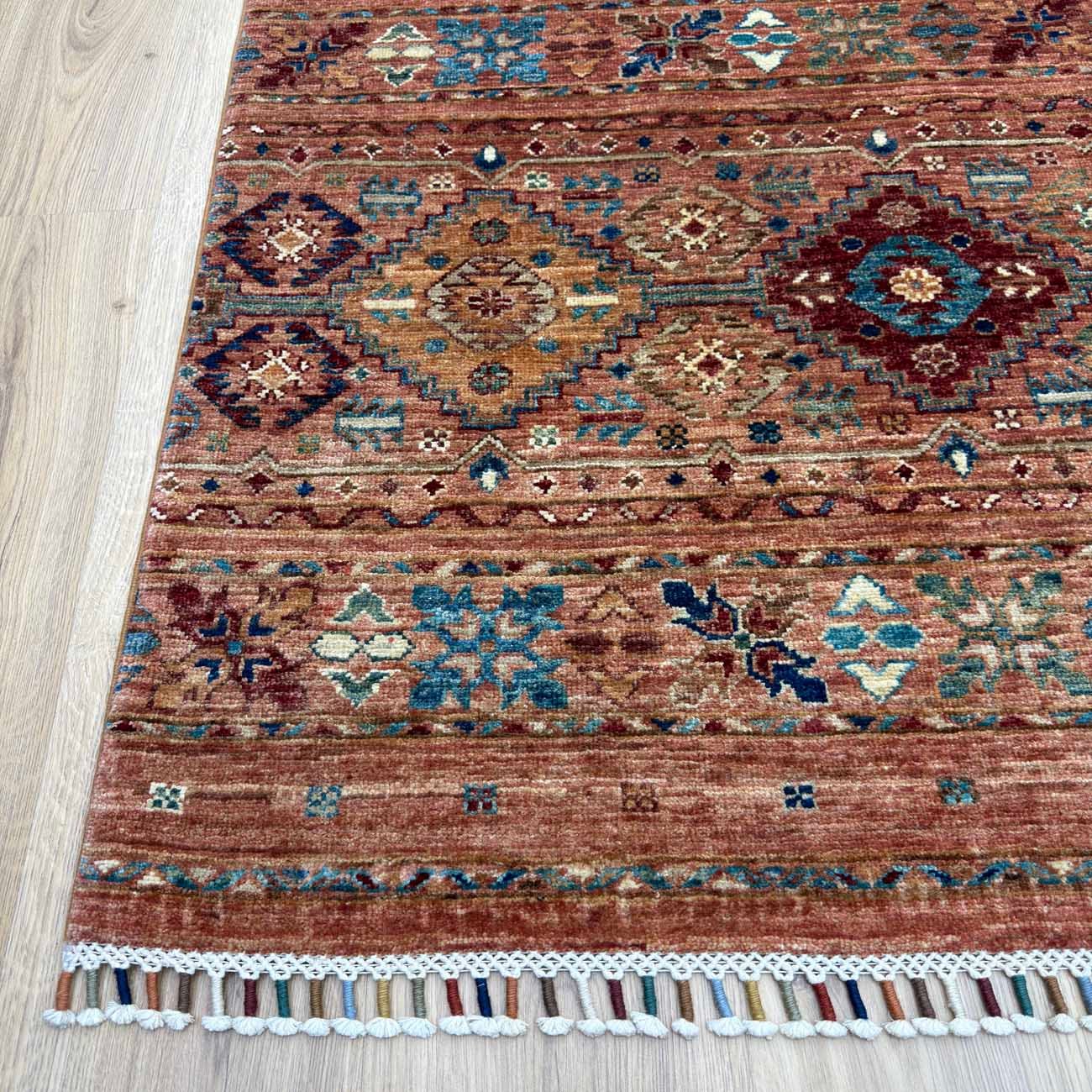 El Dokuma Somon Rengi Horcin Yün Halı (165x240 cm) - Görsel 9