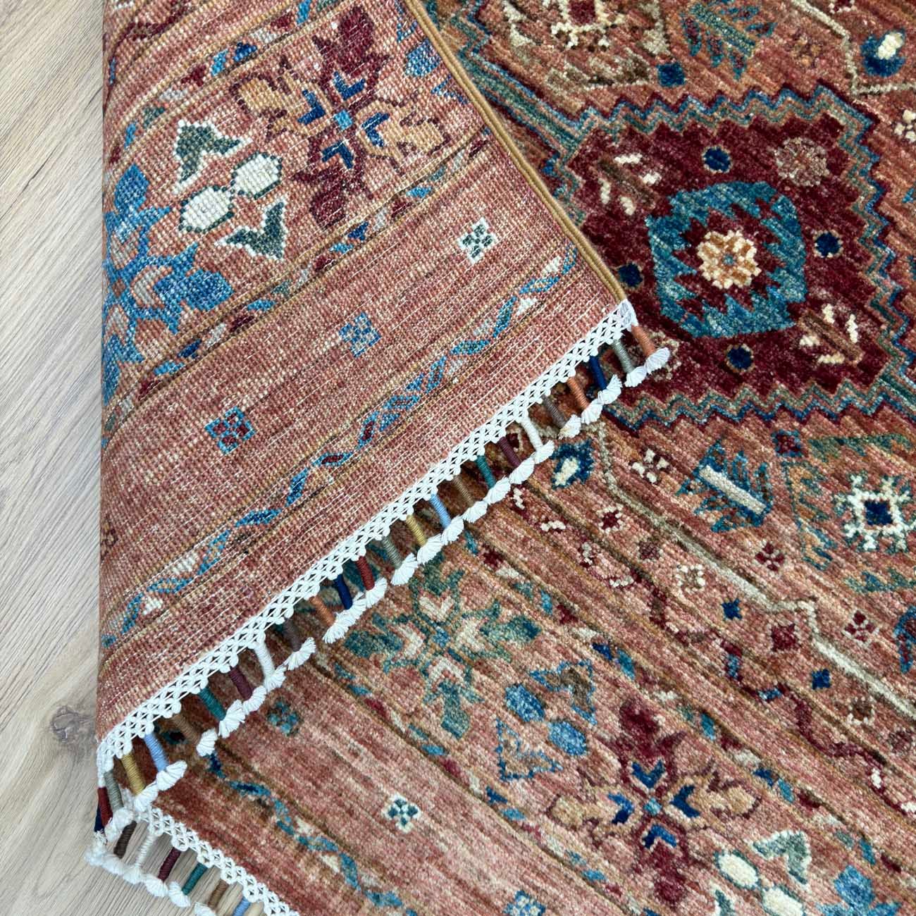 El Dokuma Somon Rengi Horcin Yün Halı (165x240 cm) - Görsel 6