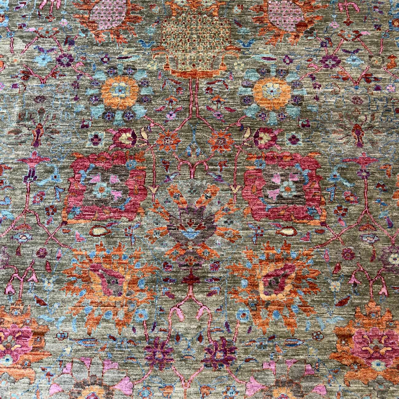 El Dokuma Yeşil Uşak Yün Halı (245x305 cm) - Görsel 10