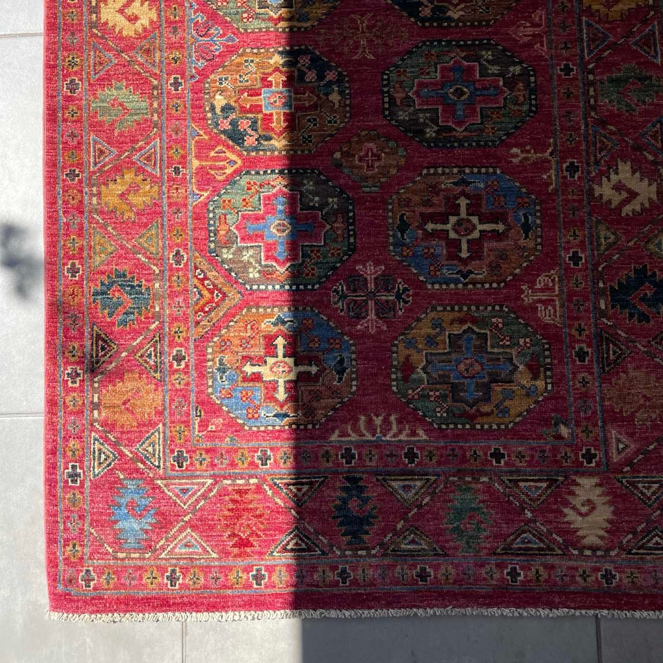 El Dokuma Pembe Ersari Türkmen Yün Halı (100x150 cm) - Görsel 2