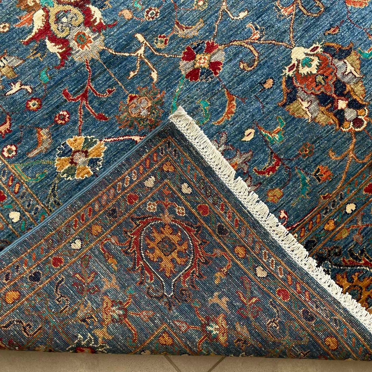 El Dokuma Mavi Sultani Yün Halı (205x300 cm) - Görsel 5