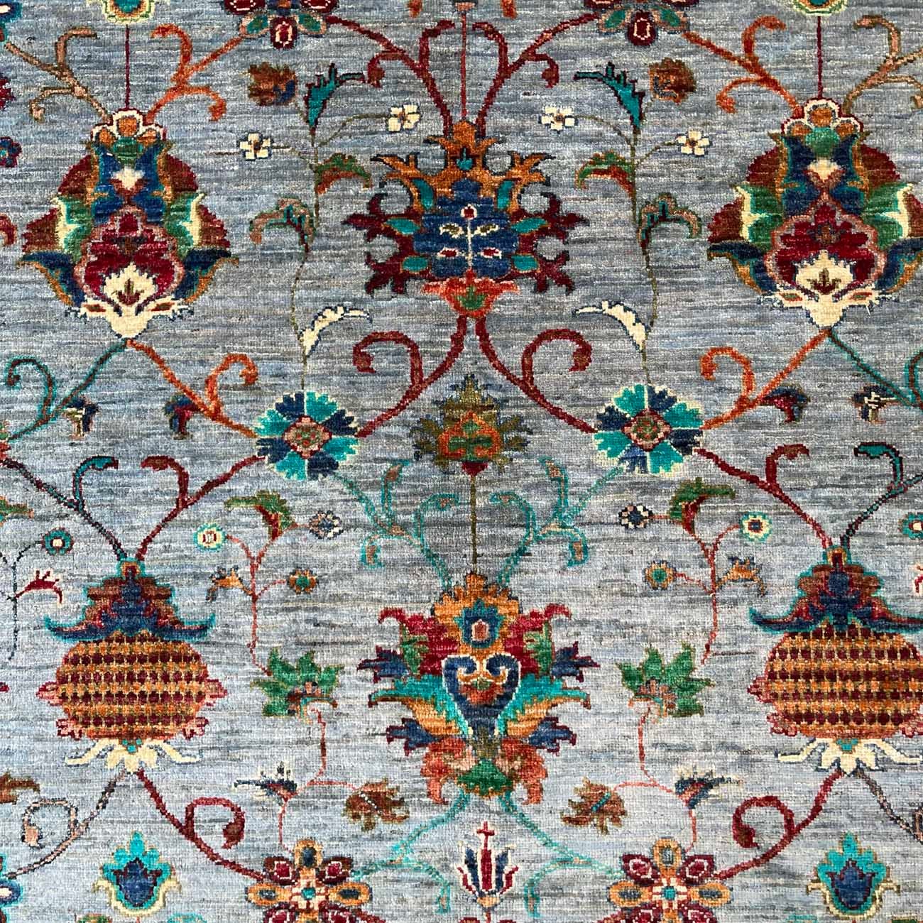 El Dokuma Açık Mavi Sultani Yün Halı (240x295 cm) - Görsel 9