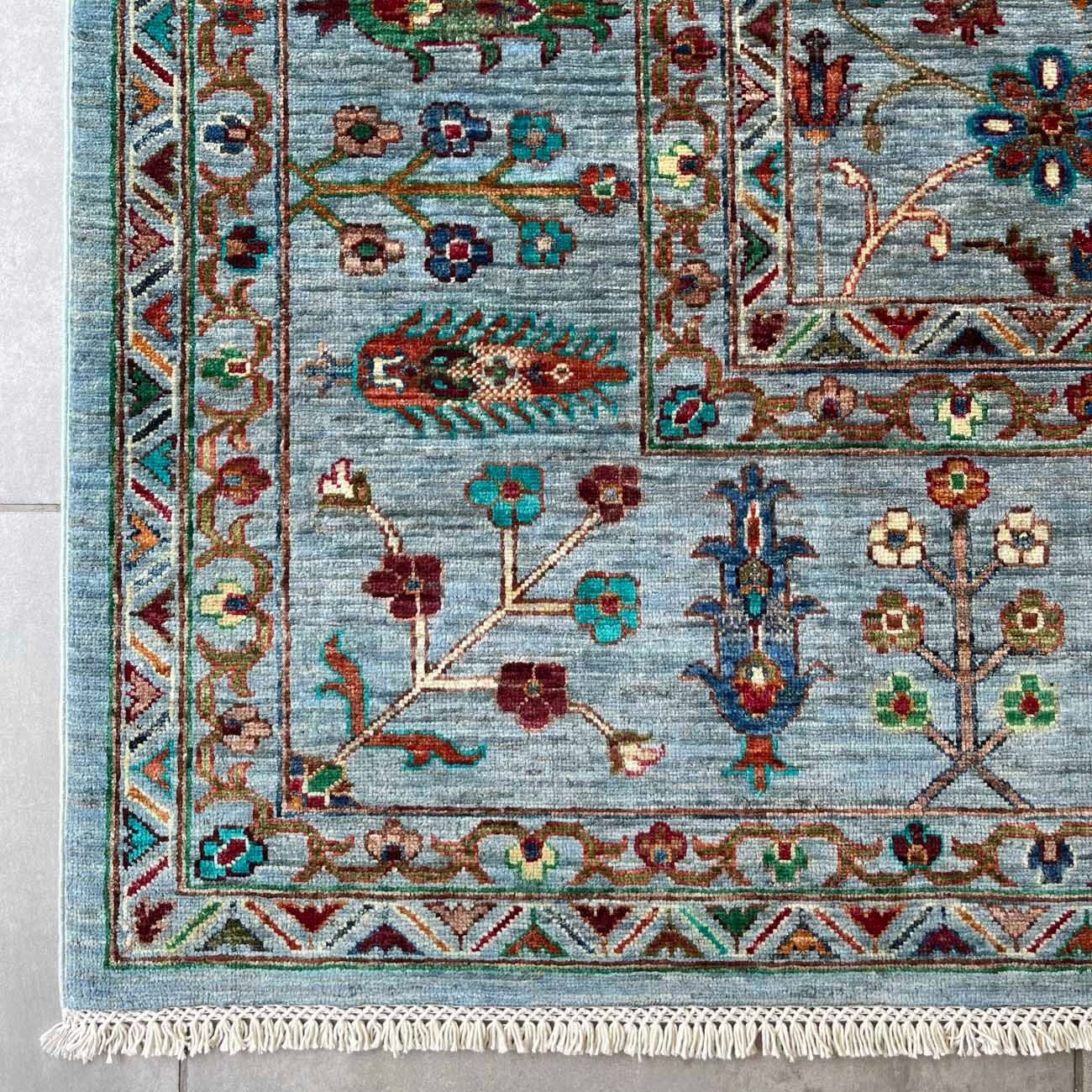 El Dokuma Açık Mavi Sultani Yün Halı (240x295 cm) - Görsel 4