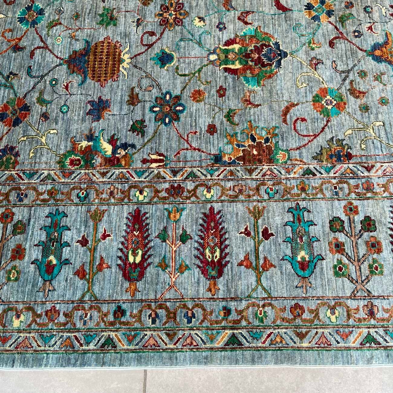 El Dokuma Açık Mavi Sultani Yün Halı (240x295 cm) - Görsel 10